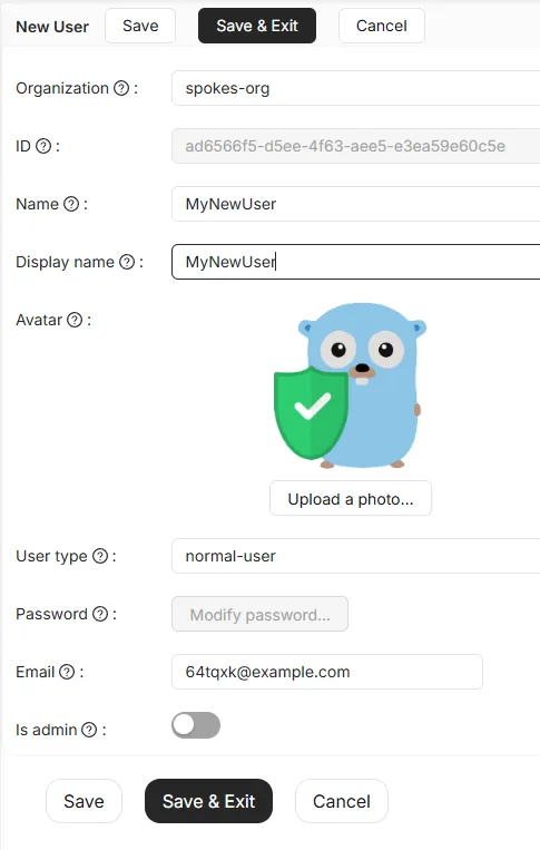 Configure user details