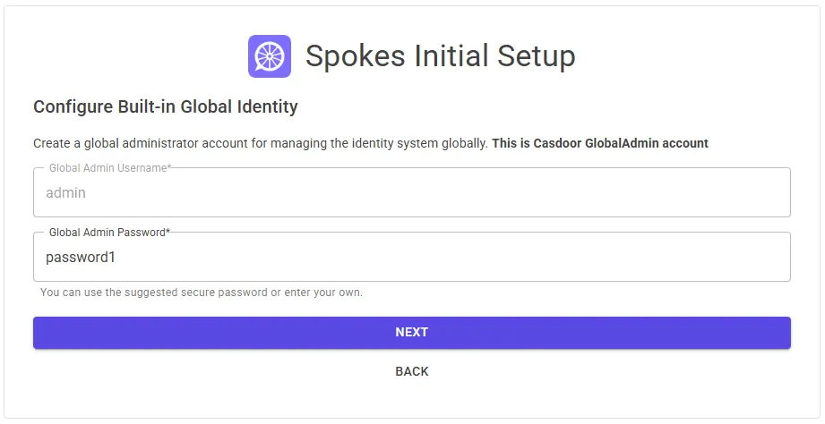 Global admin setup