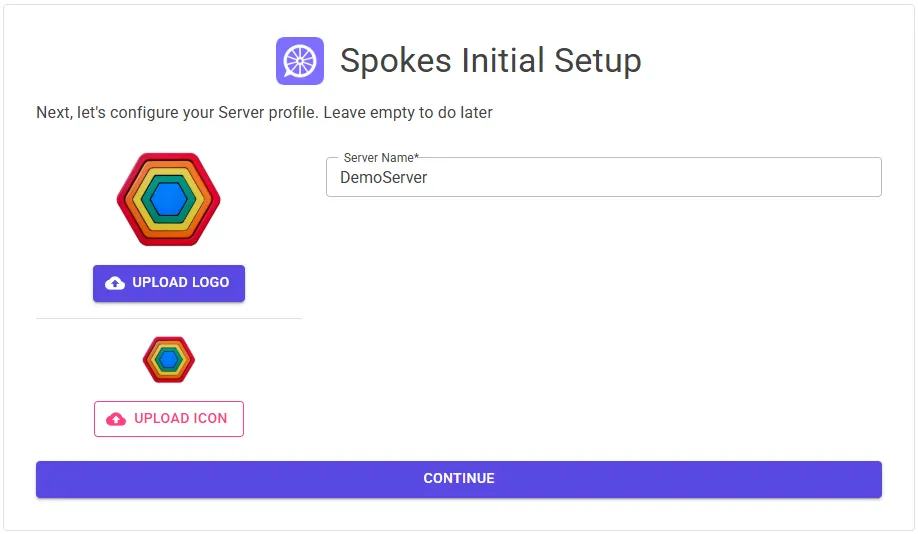 Choosing a server name and logo
