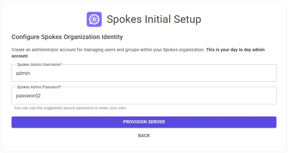 Spokes admin setup